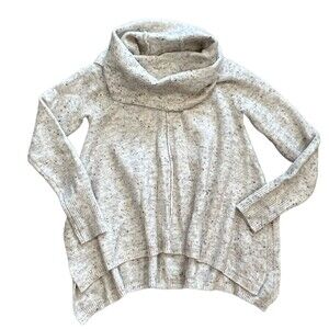 Yet Again Beige Knit Loose Cowl Neck Sweater S